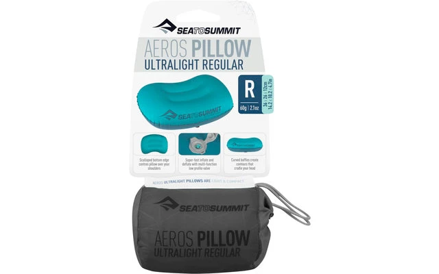Sea To Summit Aeros Ultralight Pillow Reisekissen Regular, Blau 36x26x12cm 3 Sea To Summit Aeros Ultralight Pillow Reisekissen Regular, Blau 36x26x12cm